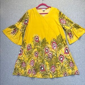 Vibrant Yellow and Pink Dress with Elegant Design